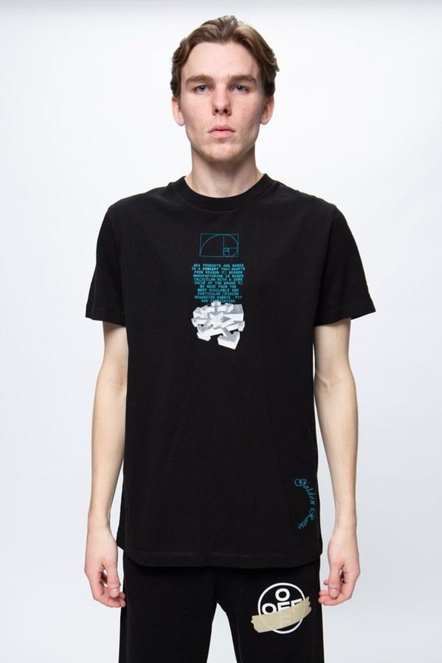 OFF WHITE Slim Fit Dripping Arrows Golden Ratio T-shirt Black/White Size L
